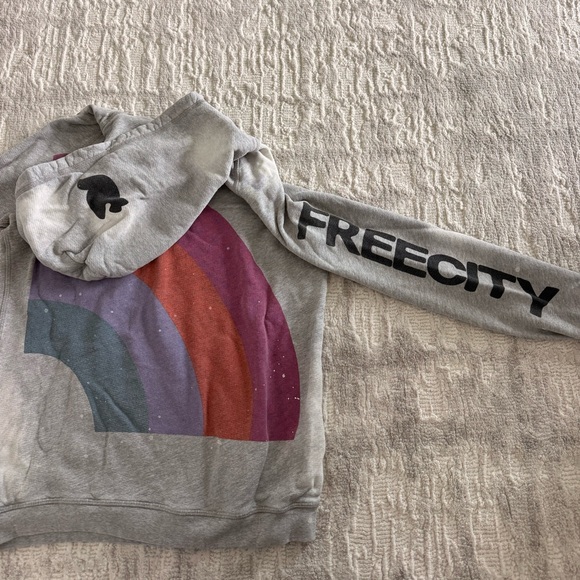 freecity Tops - FREE CITY Gray Hoodie with Rainbow Graphic Size 1